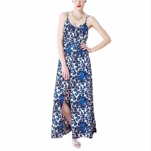 Topshop Island Animal Print Cross Back Maxi Dress